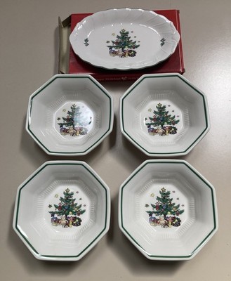 ChristmasTime Nikko Plates Lot Of 13 - Relish Tray-4 All Purpose Bowl- 8 Salad