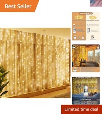 300LED Fairy Curtain Lights, 9.8x9.8Ft USB Plug-in 8 Modes Christmas String H...
