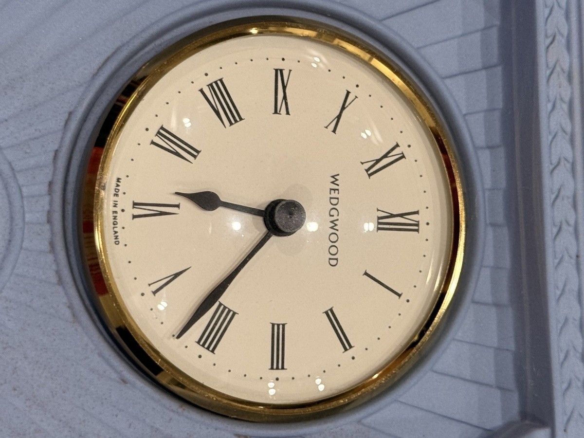 Wedgwood Mantel Millennium Clock AD 2000 Blue & White Ceramic