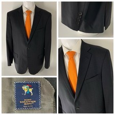 Hart Schaffner Marx Bespoke Blazer 46L Dark Gray Wool 2B 2V Made In USA YGI T525