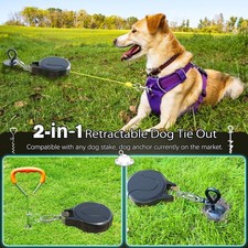 30Ft Retractable Dog Leash, 2-In-1 Retractable Dog Tie Out Cable for Zipline, Ae
