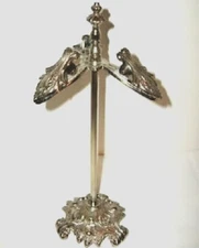 Ornate Clip Stand Desk Vanity Ornate Vintage 3 Clips Nickle Plated Brass HWR
