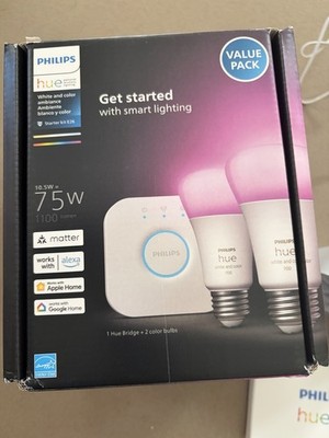 Philips HUE 75W White & Color Ambience Starter Kit E26 2-Pack - New (Open Box)
