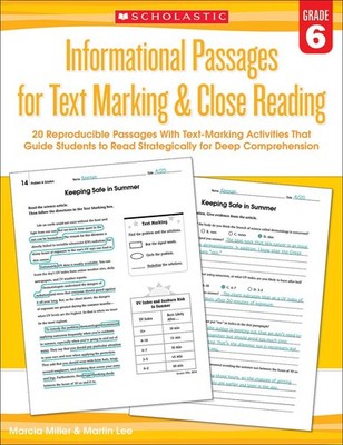 Informational Passages for Text Marking & Close Reading: Grade 6: 20 Reprodu...