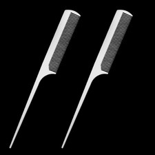 2 PCS Metal Rat Tail Comb Stainless Steel Hair Combs Flat Top Fine Cutting...