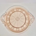 Vtg Jeannette Doric Pink Depression Glass 10" Round Handled Serving Tray Platter