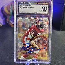 1995 Fleer Metal Deion Sanders 49ers Auto Grade 10 #175 CGC x JSA Authentic