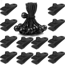 24 Pcs Tarp Clips and Ball Bungee Cords -Tarp Clamps Heavy 6 inches, Black
