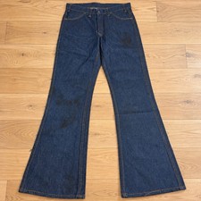 Vintage 70s Deadstock Western Flares Bell Bottom Jeans 31x34 Dark Denim NOS USA