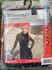 Climate Right Cuddl Duds Womens Plush Warmth Mock Neck Top Black XXL