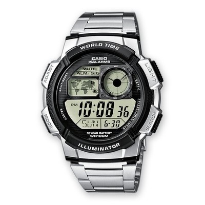 Uhr CASIO AE-1000WD-1AVDF Digital Stahl Chrono Zeitzonen Weckfunktion DD
