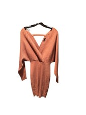 Love Tree Long Sleeve Surplice Neckline Sweater Dress In Salmon Small NWT 