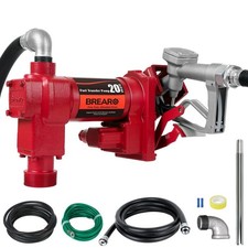 Fuel Transfer Pump 12V 20 GPM High Flow with Manual Nozzle - Heavy Duty Cast ...