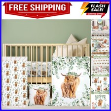 Baby Highland Cow Crib Bedding Set 3 Pcs Crib Set Baby Blanket, Fitted Sheet,...