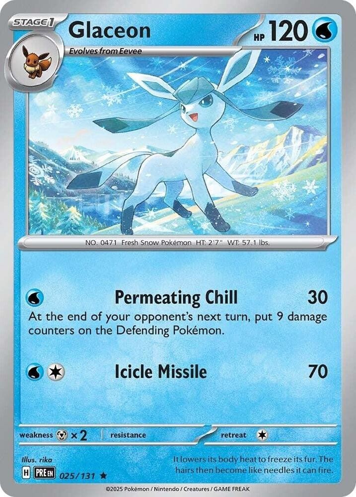 Glaceon 025/131 SV: Prismatic Evolutions - Holo Near Mint