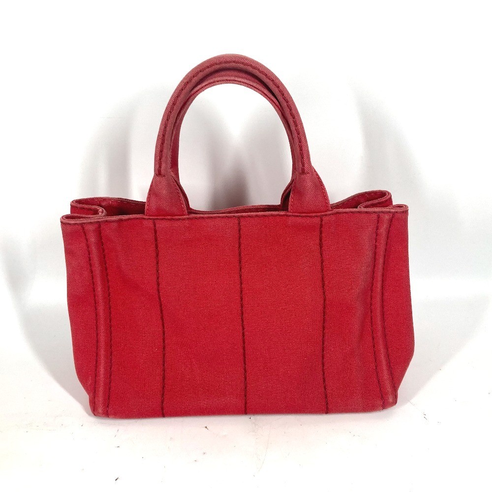 PRADA Logo Canapa SS MINI Mini Bag Tote Bag Handbag Red Ladies Used from japan thumbnail 2