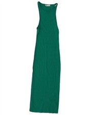 Zara Womens Maxi Sleeveless Bodycon Dress UK 8 Small Green Cotton XR03