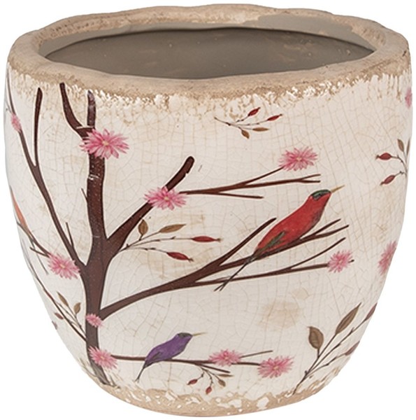 Clayre & Eef 6CE1645S Blumentopf FüR Innen Beige Braun Ø 13X11 Cm-image