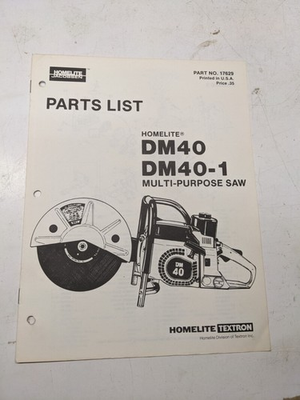 #ad HOMELITE PARTS LIST BOOK CATALOG MANUAL MULTI PURPOSE SAW DM40 1 17629 $5.00