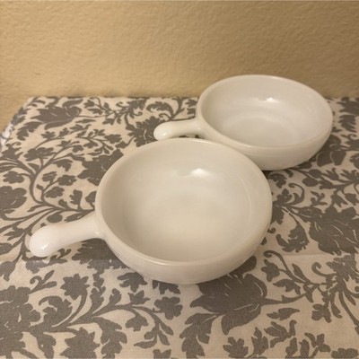 Vintage White Milk Glass bowls Glassbake w/handle