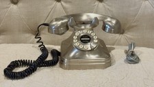 Pottery Barn Grand Phone Push Button Retro Rotary Style Brushed Silver Vintage