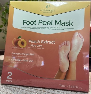 Plantifique Foot Peel Mask - Peach, 2 Pairs (Peach Extract + Aloe Vera)