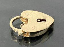 9K Yellow Gold Heart Shape Bracelet / Chain Padlock Clasp - Estate Jewellery