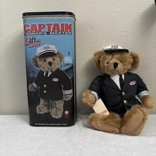 TEXACO Plush Bear "Captain Tankers Master " PLUS THE 2001 Metal tin coin bank