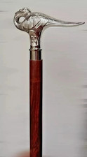 Antique Handle Hercule Poirot Swan Style Brass Walking Stick gift item Brown