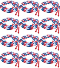 Champion Sports Plastic Segmented Jump Rope, 16 Feet - Blue/Red/White (12-Pack)