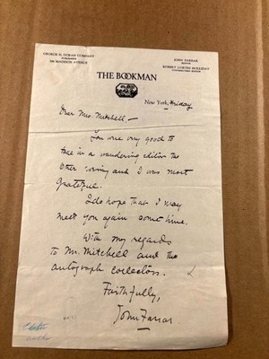 John Farrar Rare Very Early Autographed Handwritten Letter From 20s Publisher