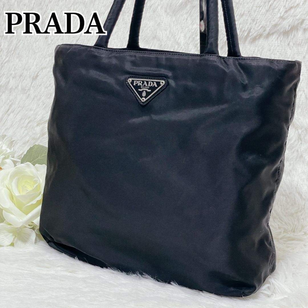 Prada Black Nylon Mini Bag with Triangle Logo Plate From Japan