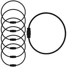 BokWin Black Stainless Steel Wire Keychain,1.5mm-5.9 Inch Metal Wire Ring 20