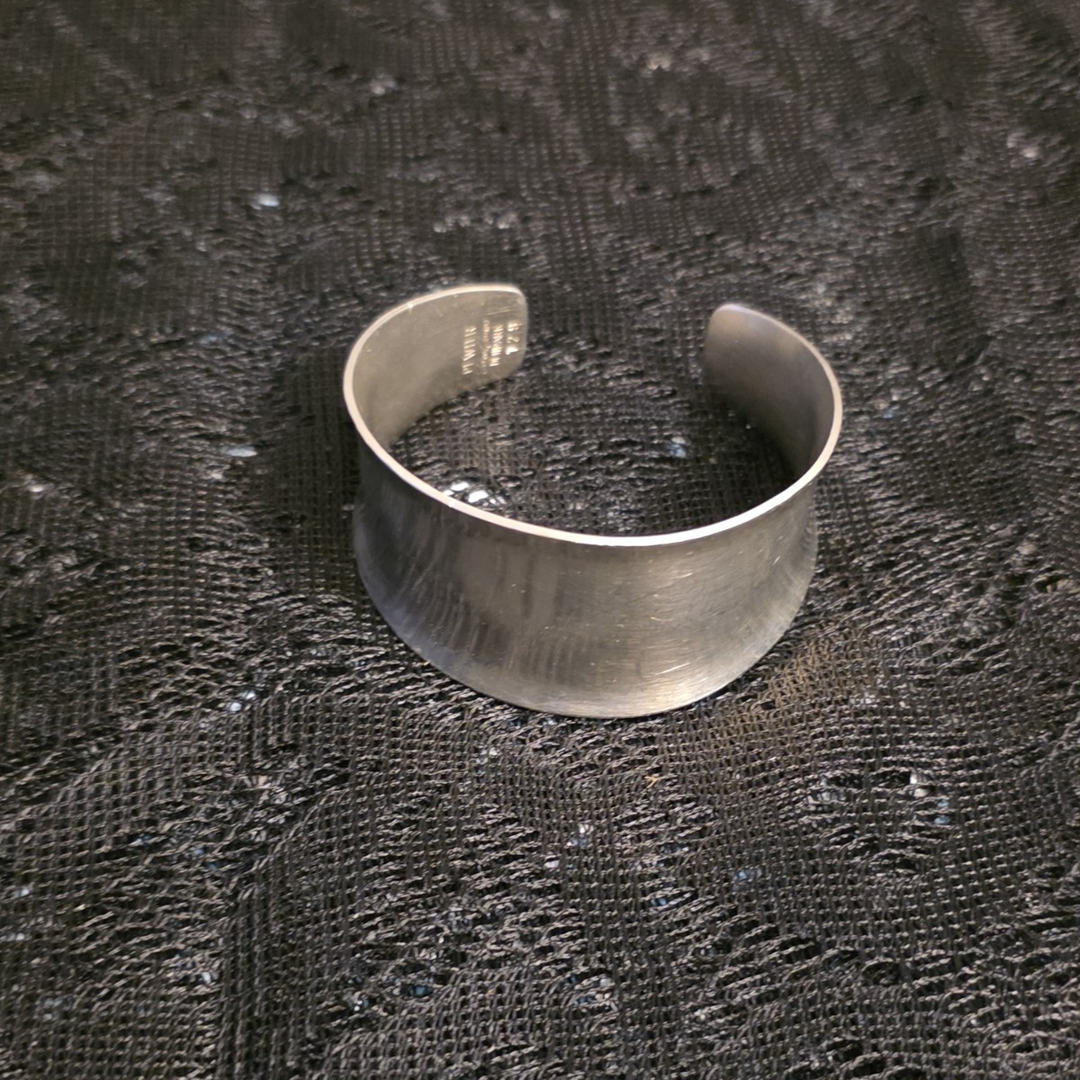 Georg Jensen Pewter Cuff Bracelet Silver Vintage Denmark Signed 