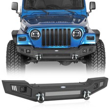 Front Bumper W Led Lights For 1997-2006 Jeep Wrangler Tj Powder Coated Steel