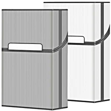 roygra Cigarette Case King Size Magnetic Brushed Aluminum 20 Capacity - 2 Pack