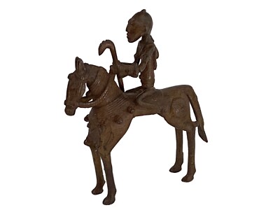 Superb African Dogon Bronze Horseman Cast Handmade Mali 8.5'' H 