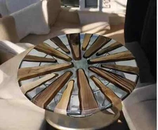 Outstanding Transparent Epoxy Resin Coffee Table Top Round Custom Acacia Wood