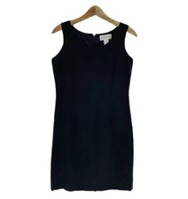 Bloomingdale’s Little Black Sheath Dress Silk City Minimalist Career Size 8 NEW