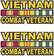 2X Vietnam Combat Veteran with Ribbons Vet STICKER 3M MADE USA TRUCK WINDOW CAR