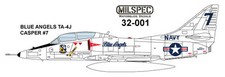 CALCOMANÍAS LEVA (AKA) MILSPEC, MS 32-001, ESCALA 1/32, TA-4J, BLUE ANGELS, "CASPER"