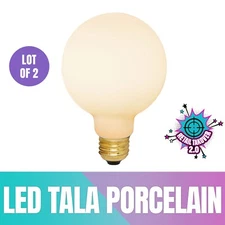 Lot of 2 LED Tala Porcelain III G25 Bulbs | 6W, Handcrafted, Dimmable, E26 Base
