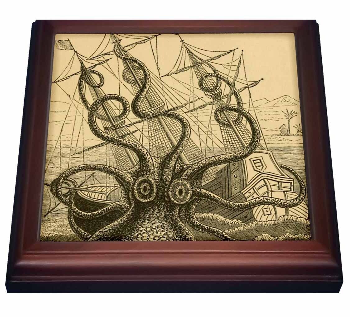3dRose Gigantic colossal octopus sea monster Kraken. Pierre Denys
