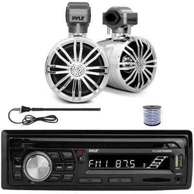 Pyle In Dash Marine MP3/CD Receiver, 2x 3.5   Speakers W/Wire, Radio Antenna