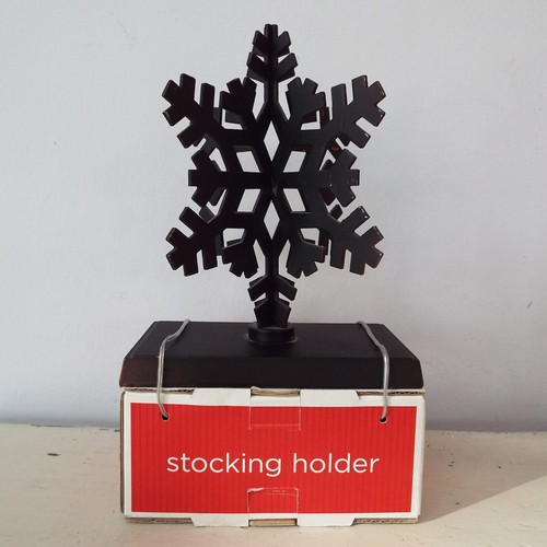 NEW Target Black Metal 3D Snowflake Christmas Stocking Holder Hangar Vtg - Picture 3 of 4