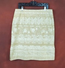 Vintage Liz Claiborne Pencil Skirt Tan Ivory Paisley  Floral Canvas 16
