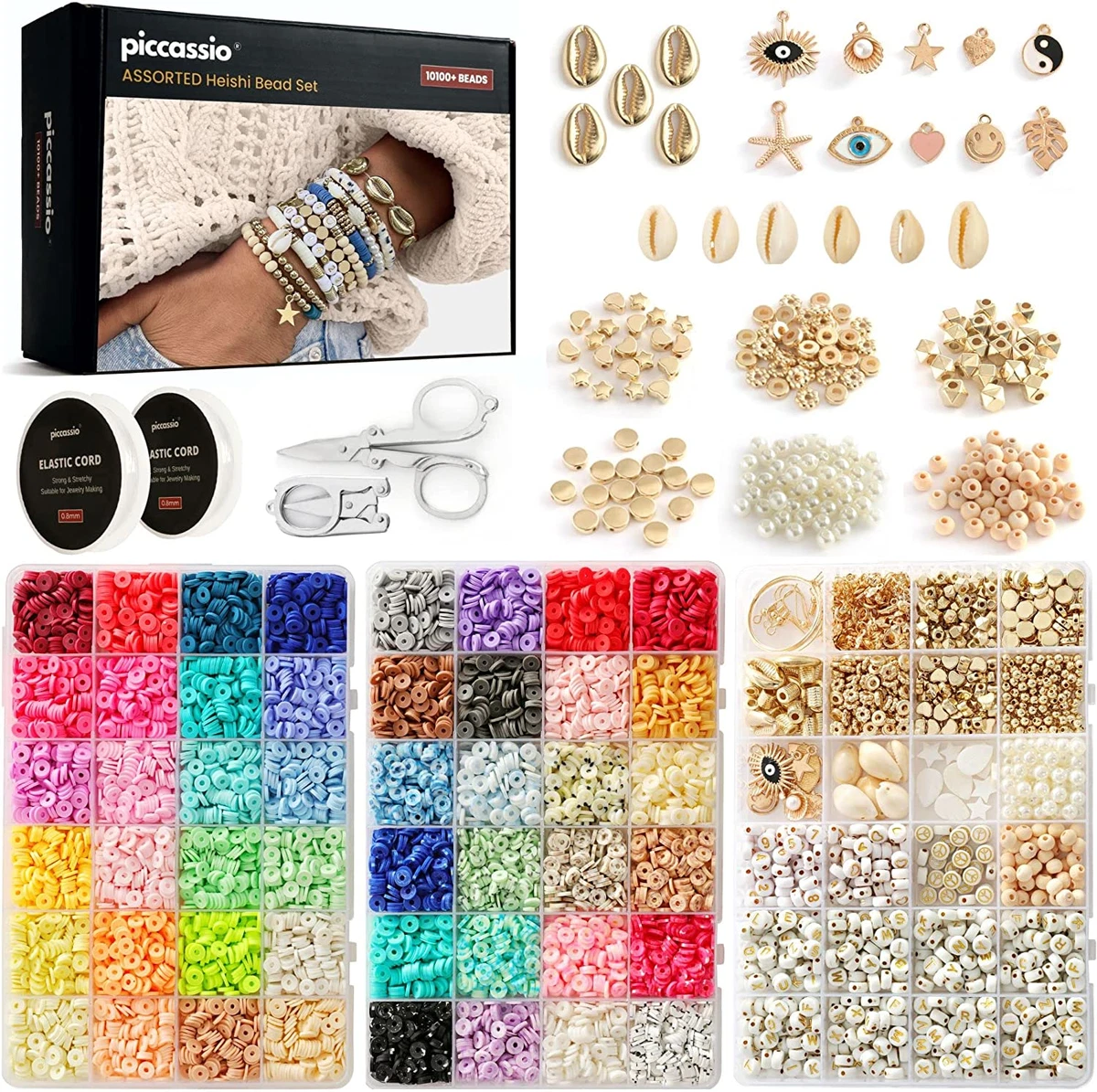 10500+ Pcs Clay Beads for Bracelets Making Kit - Heishi Beads Kit