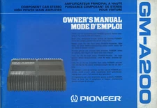 PIONEER Ownwer's Manual Component Car Stereo Centrate Series,kex,kpx,Dex,Cdx
