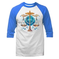 Libra Zodiac Sign Horoscope Astrological Graphic 3/4 Sleeve Raglan