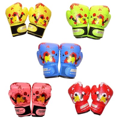 Children Boxing Gloves PU Leather Fighting Gloves Kickboxing Gloves